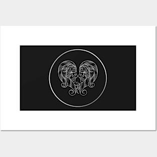 Gemini Zodiac Art Silver Posters and Art